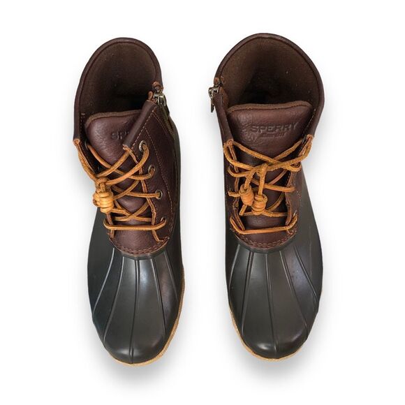 Sperry size 8 Womens Saltwater boots brown leather rubber zip closure - Picture 8 of 8